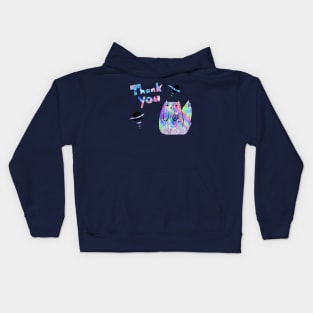 "Thank You" Space Holographic Cat Kids Hoodie